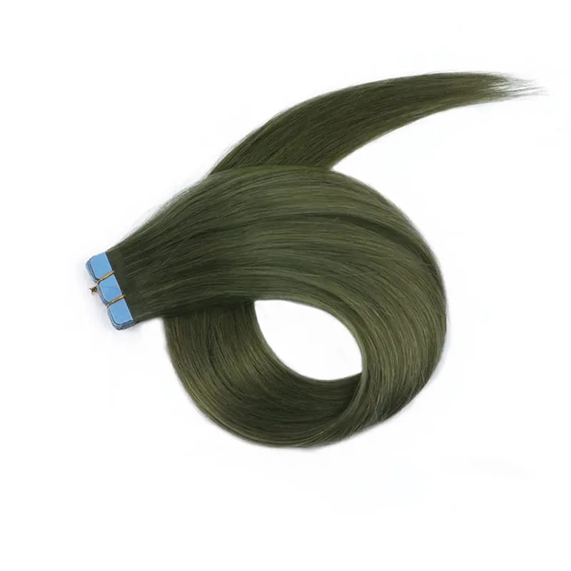 Colorful Mini Tape In Hair Extensions Human Hair Skin Weft Machine Remy Red Natural Straight 12-20 inch 10pcs Tape In Extension