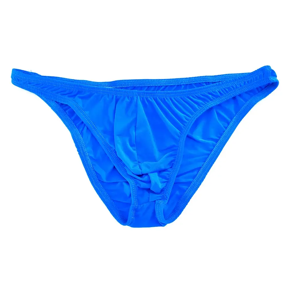 Solid Color Nylon Briefs Men Big Bulge Sexy Underwear Translucent Ice Silk Low Waist Bikini Panties U Convex Male Panties