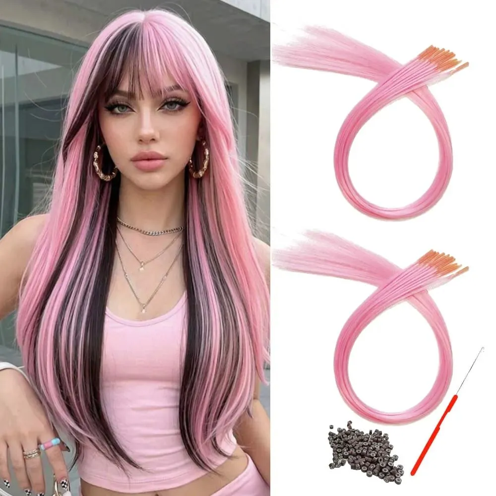 20roots 16inch I-tip Fusion colorful Synthetic Hair Extensions with crochet hook and ring Y2K style