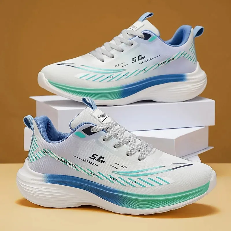 Men Running Shoes Lightweight Breathable Mesh Sneakers Thick Sole Cushioning Casual Walking Shoes Size 39-44