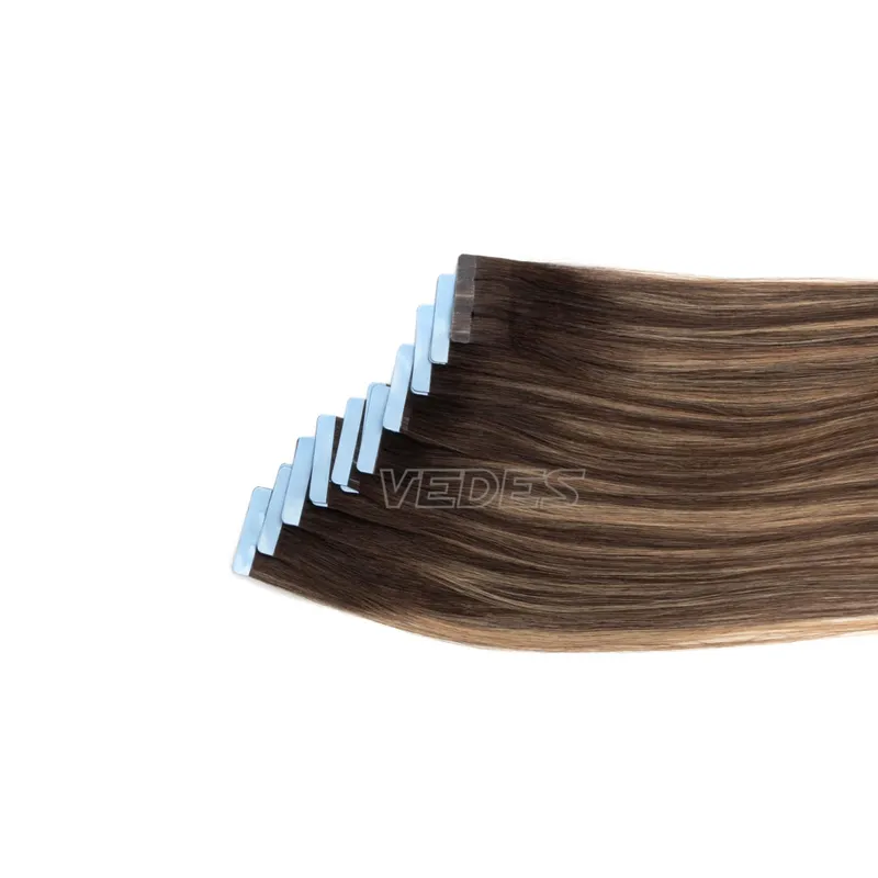 Taśma Ombre w doczepianiu włosów Taśma do włosów ludzkich w doczepach Balayage Off Czarny do srebrnego Mieszanka czarnego kleju w doczepach z ludzkich włosów