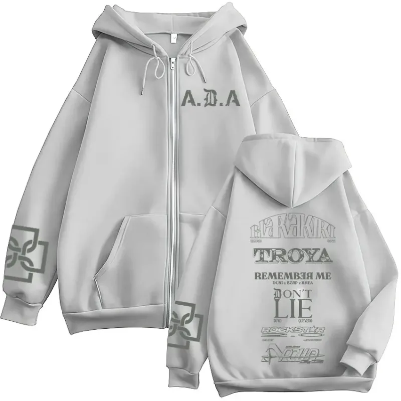 Rapper Duki ADA Tour Merch Zipper Hoodies Men's Women Clothing Zip Up Hooded Sweatshirts Fleece Oversized Pullovers Jackets Coat