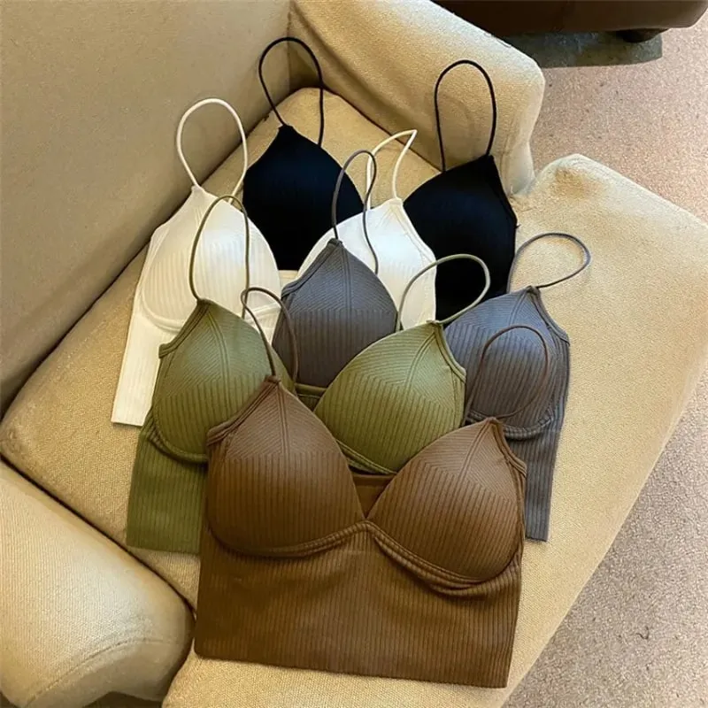 ผู้หญิงเซ็กซี่ Crop Top Bra กีฬา Tube Camis Streetwear Bandeau Basic Tank หญิง Tee
