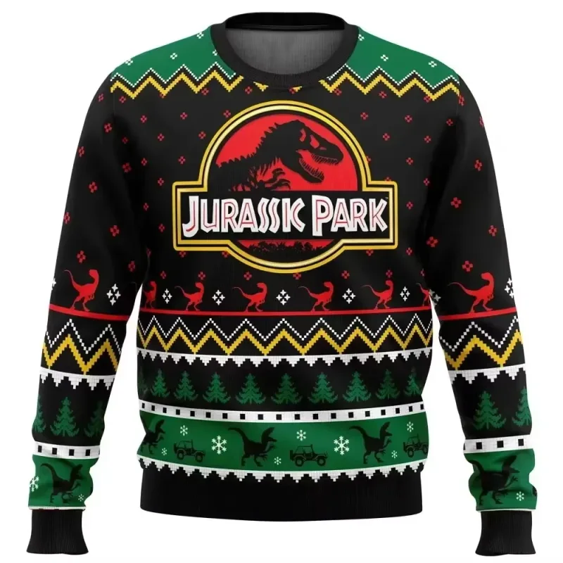 Jurassic Park Dinossauros Feliz Natal Roupas Presentes Suéteres de Papai Noel moletons masculinos e femininos 3D Festa de outono
