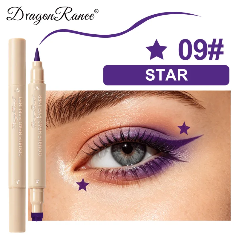 Double Head Eyeliner Stamp Waterproof Colorful Eyeliner With Heart/Star/Butterfly/Triangle Liquid Liner Seal Decorative Makeup