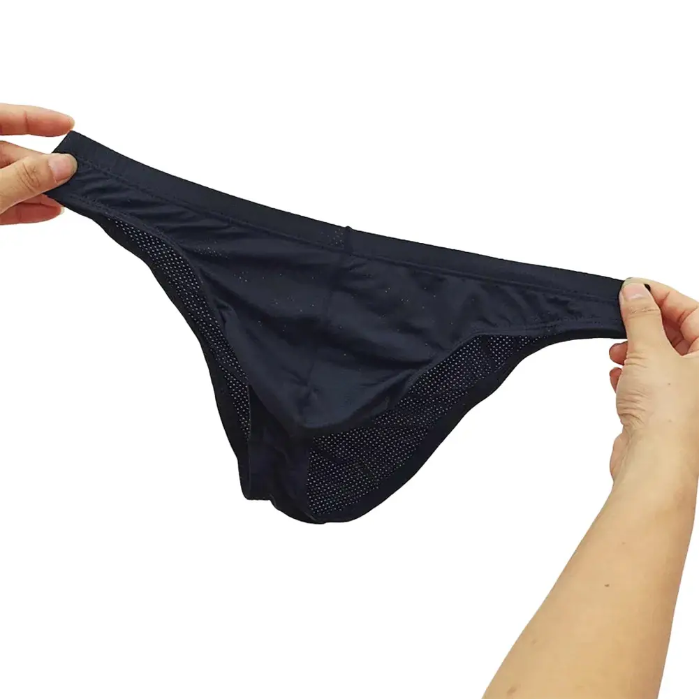 Sexy Skin Color Men Low Waist Mesh Breathable Jockstrap Pouch Half Hip Underwear Briefs Daily Fashion Panties