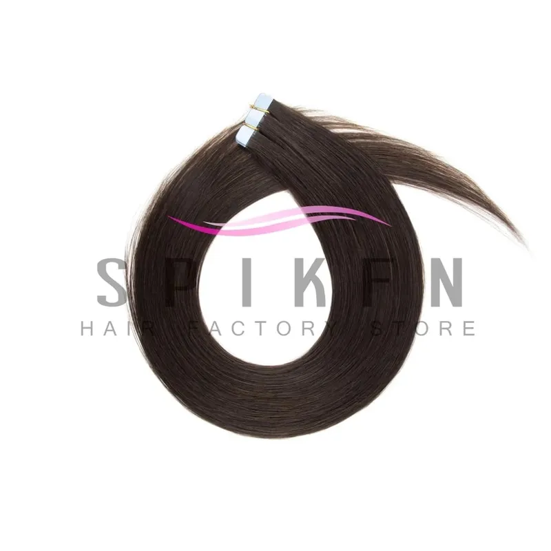 12"-20" Mini Tape Hair Extensions Machine Remy Skin Weft Adhesive Tape In Human Hair Natural Black Brown Blonde Straight 10pcs