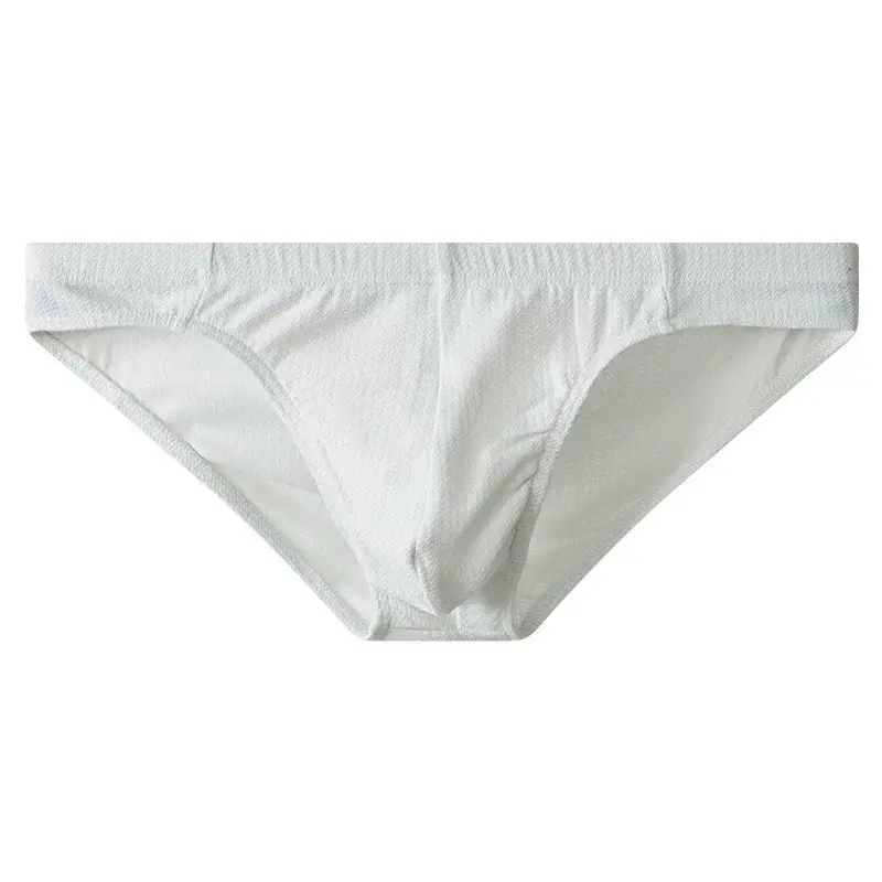 3-Piece Men's Low-Waist Cotton Textured Briefs Set - Minimalist Solid-Color Underwear (Beige/White/Light Gray)