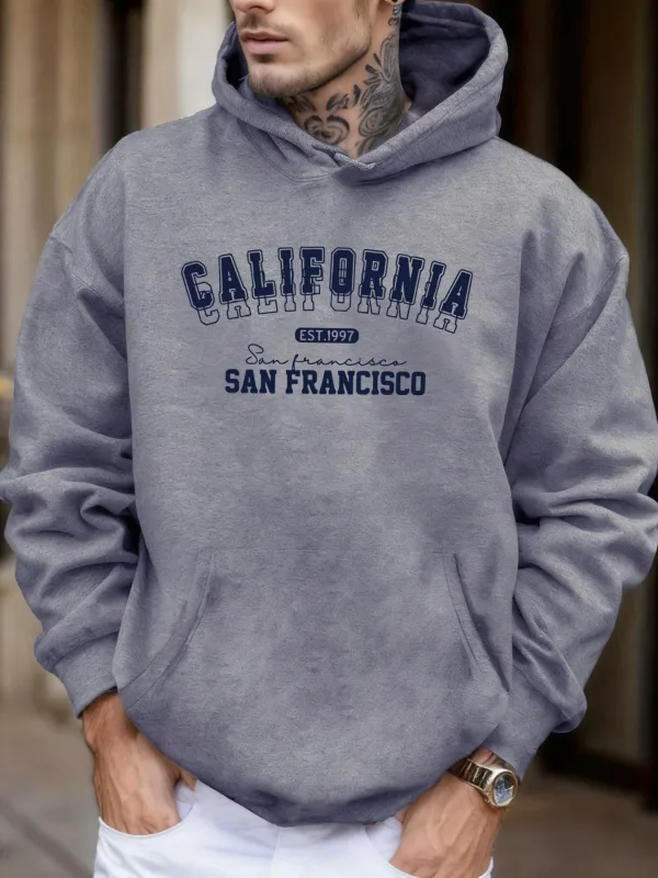 California San Francisco Est 1997 Print Soft Loose Hoodies Fleece Autumn Sportswear Men'S Sport Jogging Sweatshirts Comfy Tops