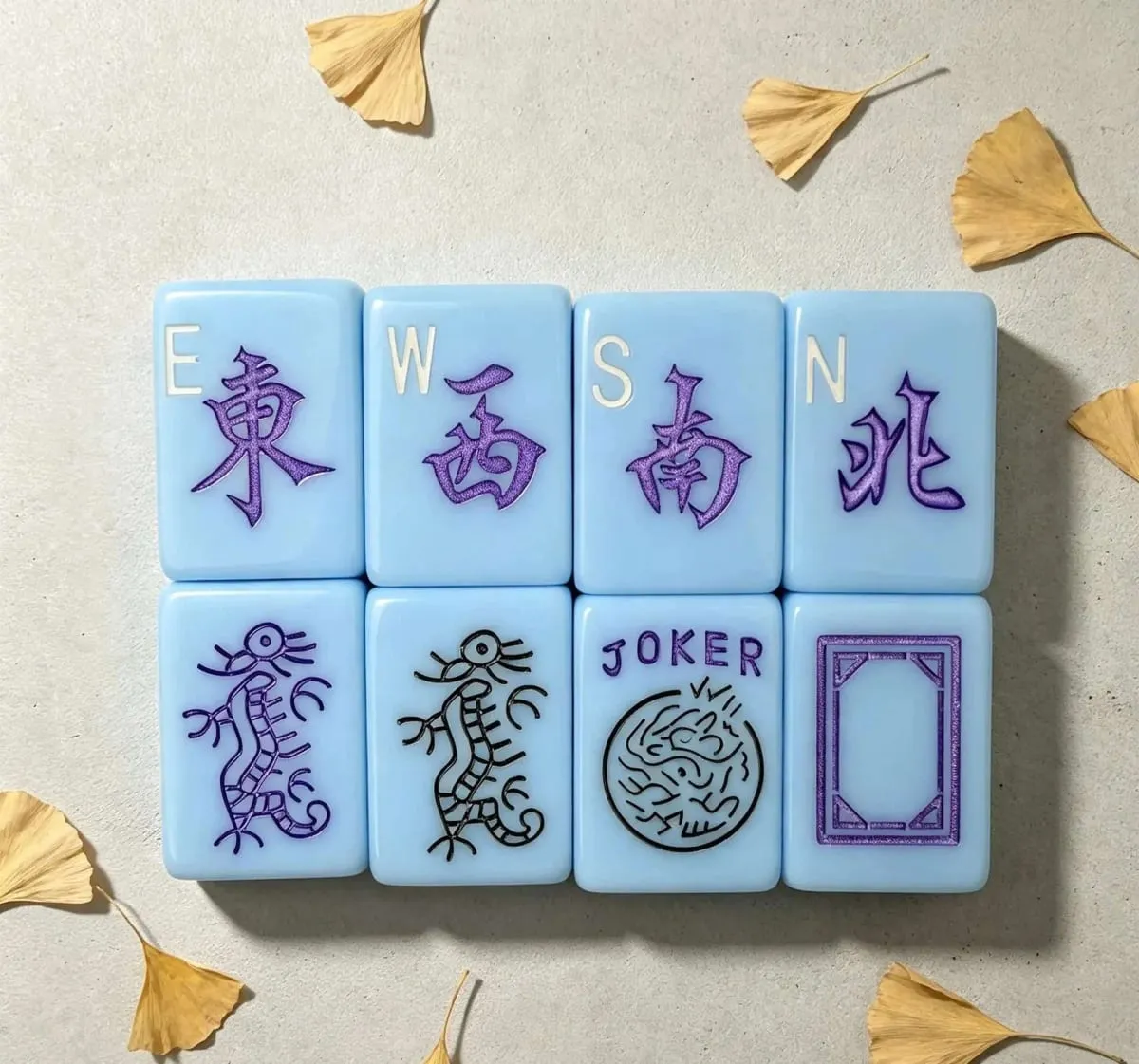 Classic Pastel Blue Mahjong Set American Style Acrylic Mah Jongg 160 Pieces Rounded Edge Table Game Christmas Gift