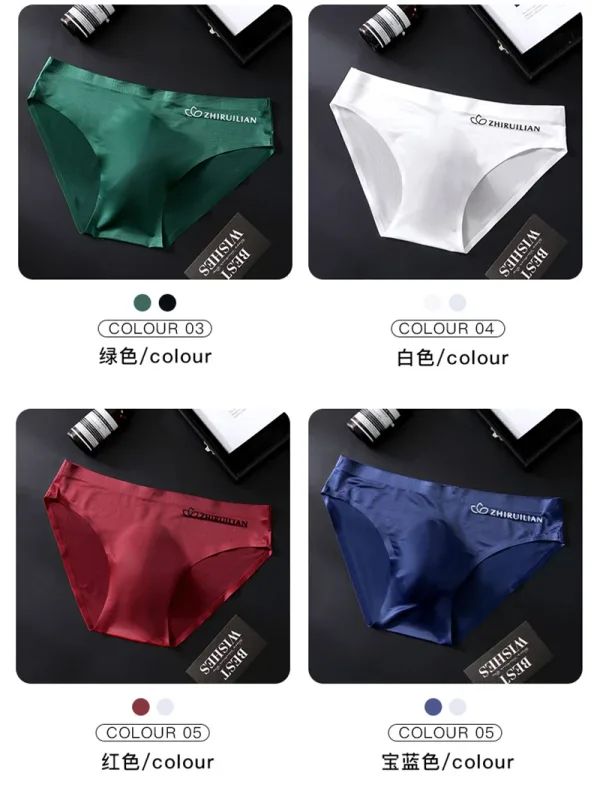 Men Ice Silk Briefs Ultra-thin Seamless Sexy Panties Male Quick Drying 3D Pouch Breathable Underwear Youth Underpants Slip Homme