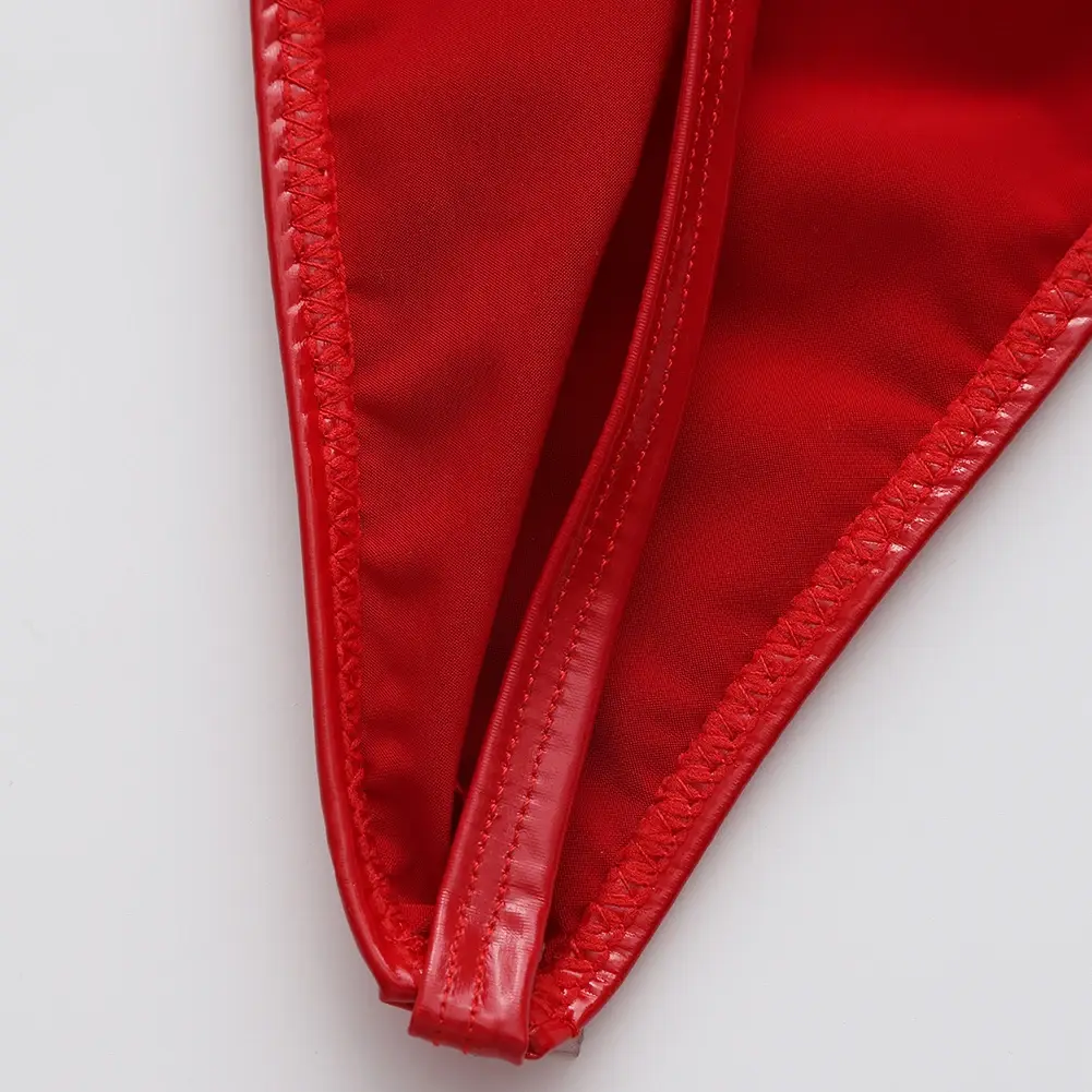 1pc Men Glossy Faux Leather G-string U-convex Pouch Briefs Thin-Strap Low Waist Underwear Sexy Gay Sissy Lingerie