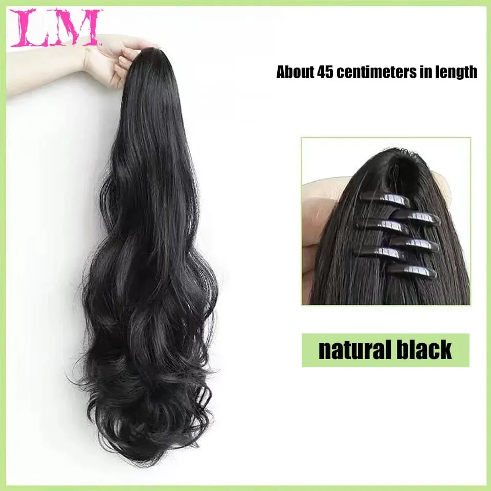 LM Synthetic Ponytail Extension Claw Curly Wavy Clip in Hairpiece Ponytail Hair Extensions Long Pony Tail Synthetic for Women
