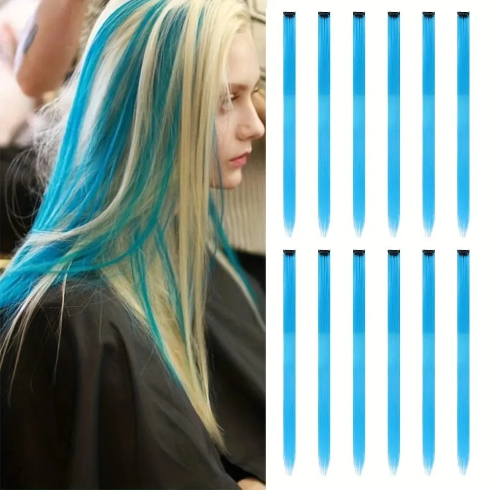 Sambungan Rambut Klip Dalam 12 Inci 22 Inci Sambungan Warna Sintetik Pelbagai Warna Eksklusif Gaya Lurus Panjang Wanita Tersedia