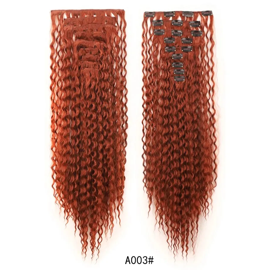 9pcs Clip in Hair Extensions 22 Inch Curly Wavy Hair Extension Loose Long Soft Synthetic Hairpieces for Women Daily Hairstyle