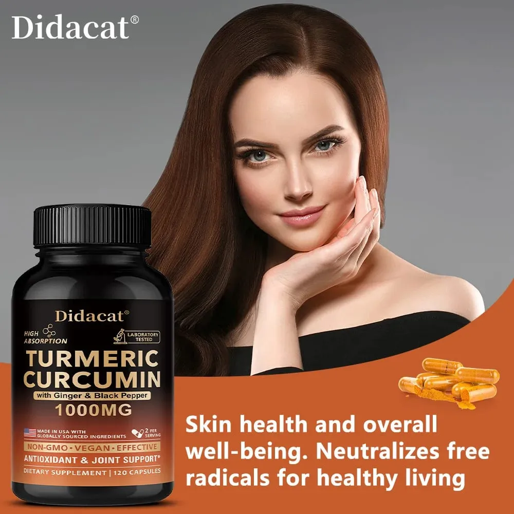 Turmeric Curcumin with Ginger & Black Pepper 1000mg High Absorption Antioxidant & Immune Support 30/60/120 Capsules