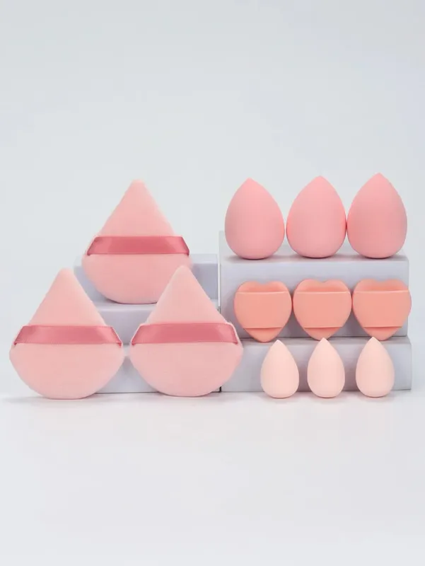 12-Piece All-Purpose Makeup Sponge Set Made of 3 Loose Powder Puffs 3 Mini Air Cushion Puffs 3 Beauty Eggs and 3 Mini Beauty — image 7