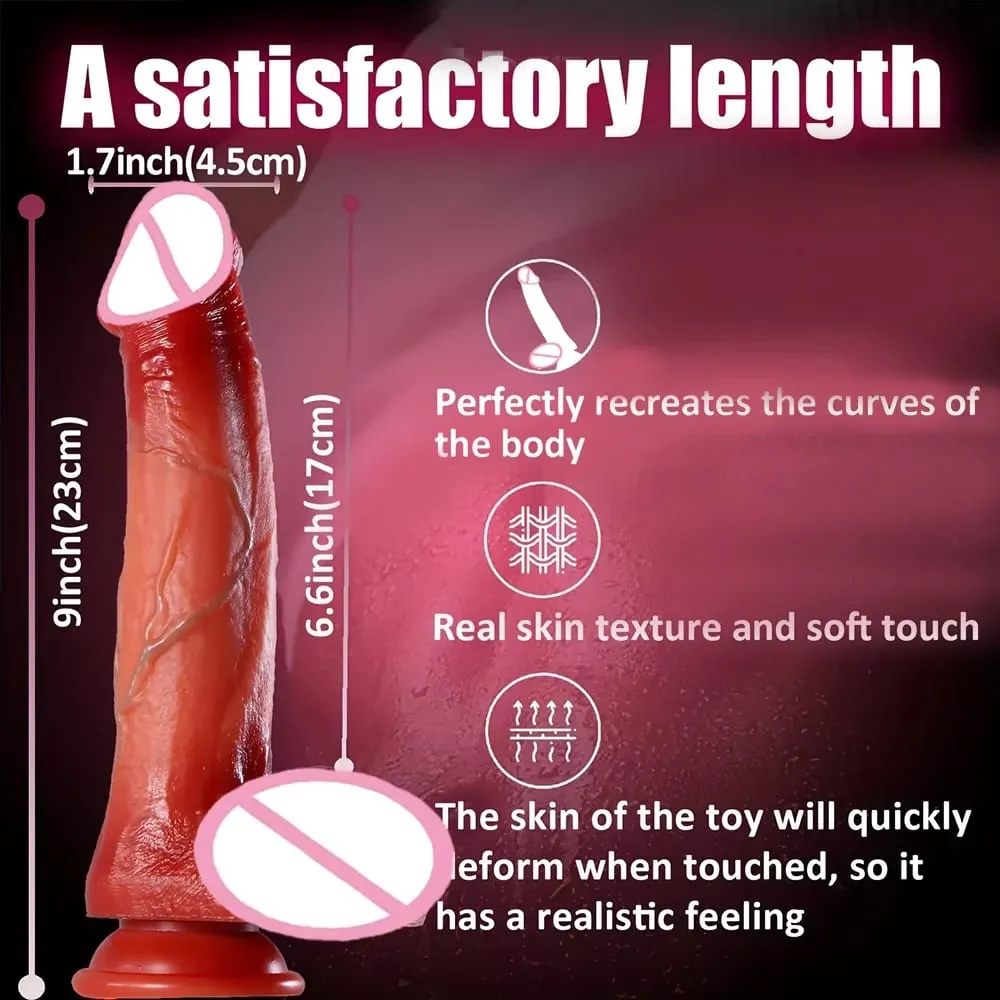 Dildo - 9.0 inch Telescopic Dildo Vibrator Sex Toy - with 10 Insertion And 10 Vibration And Heating Modes Realistic Dildo for G-Spot Anal Stimulation Silicone Dildo Remote Control Female Couple Adult Sex Toy