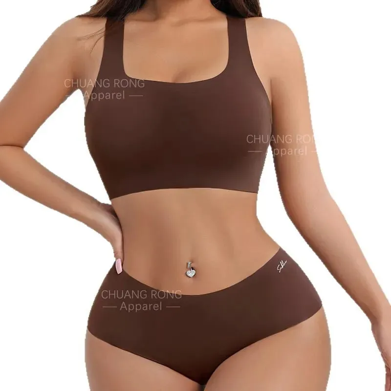 Hot Sale Women Wireless Bra Custom Bra And Shorts Sets Senza Cuciture Removeable Padded Seamless Women Bra And Panties Set
