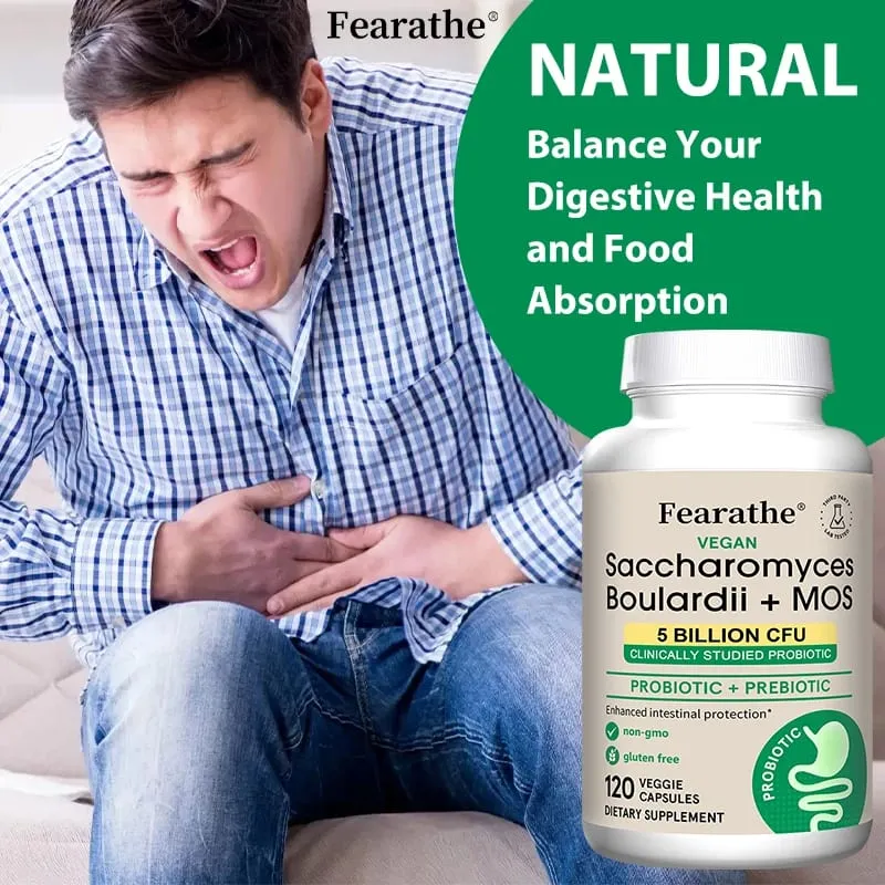 Saccharomyces Boulardii Probiotics Capsules for Women & Men Promote Intestinal Gut Immune & Digestive Health Non-GMO