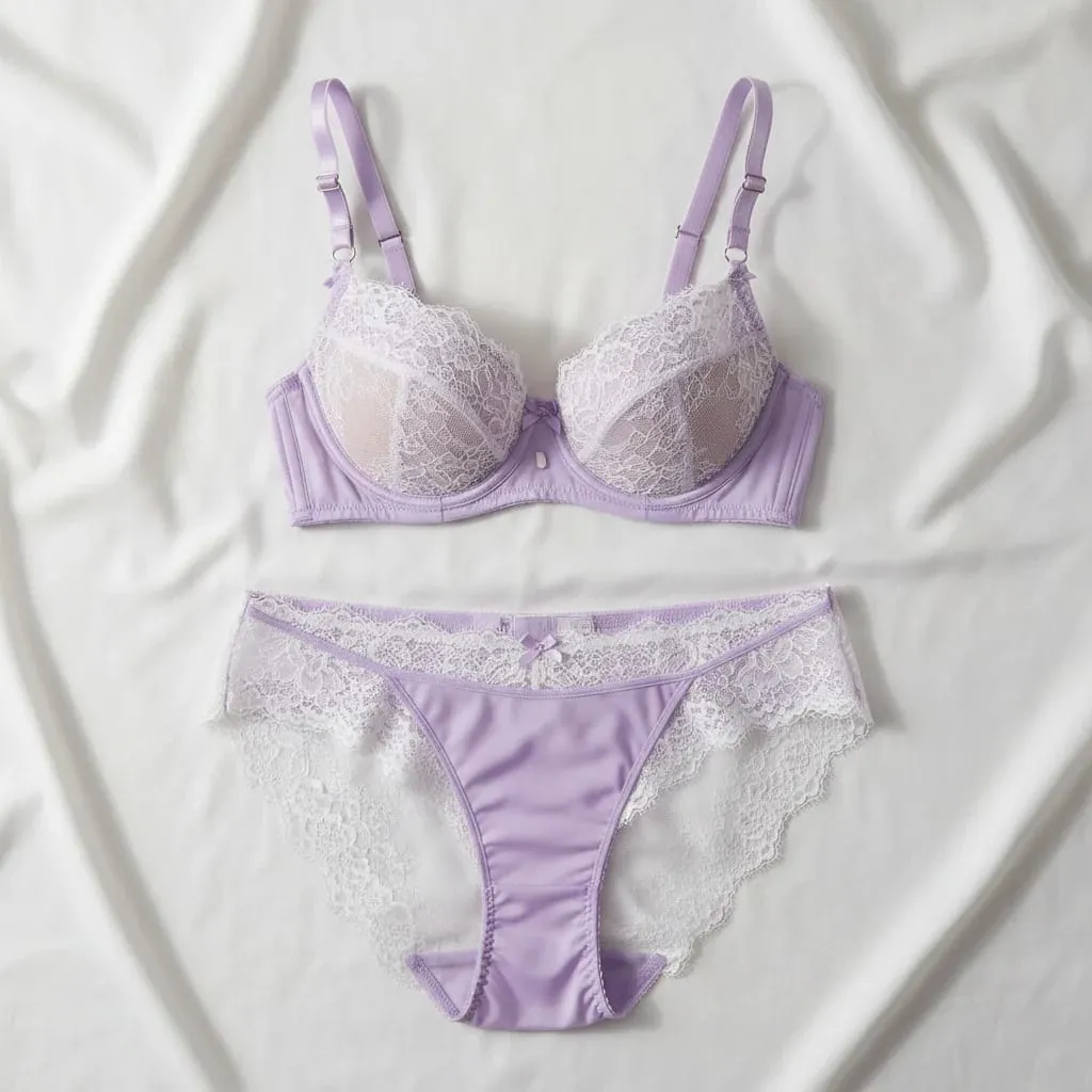 Women Sexy Lace Bra Set Elegant Ladies Lingerie Thin See Through Hollow Out Underwear Daily Bra and Panty Set