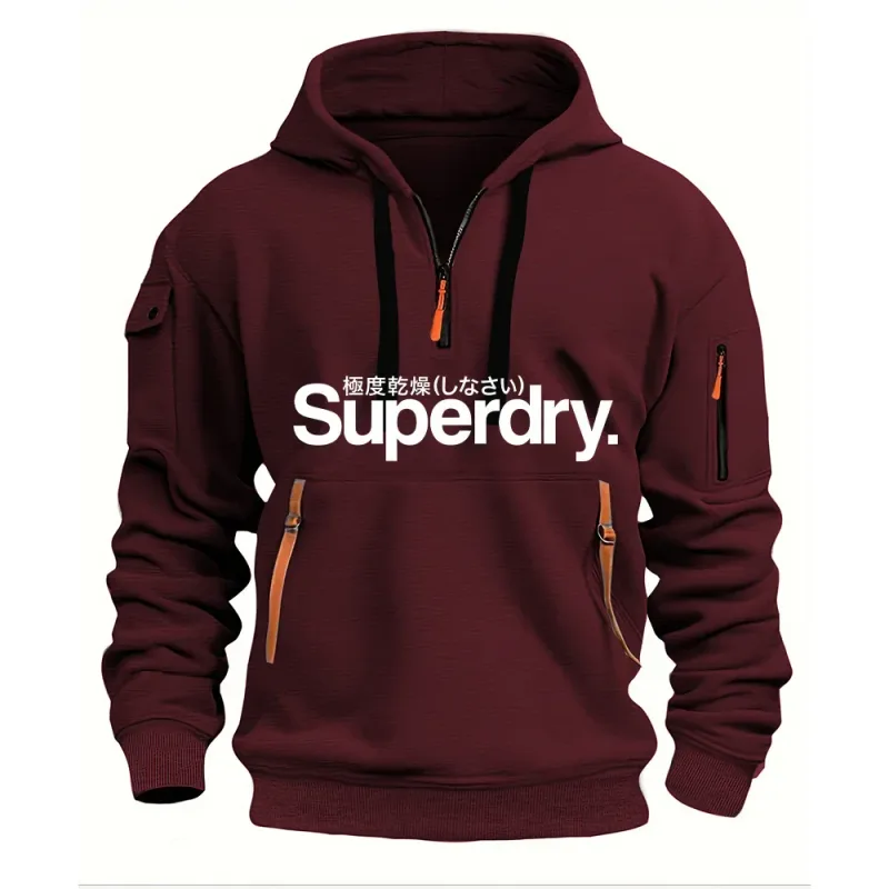 New men's hooded sweatshirt for autumn and winter 2025 fashionable outdoor jogging and fitness loose men's pullover sweatshirt