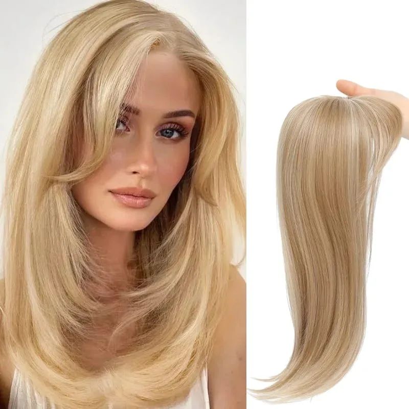 Synthetic Striaght Hair Toppers with Bangs for Women Natural Hairpieces Adding Hair Volume Topper Hair Extensions 18''/10''