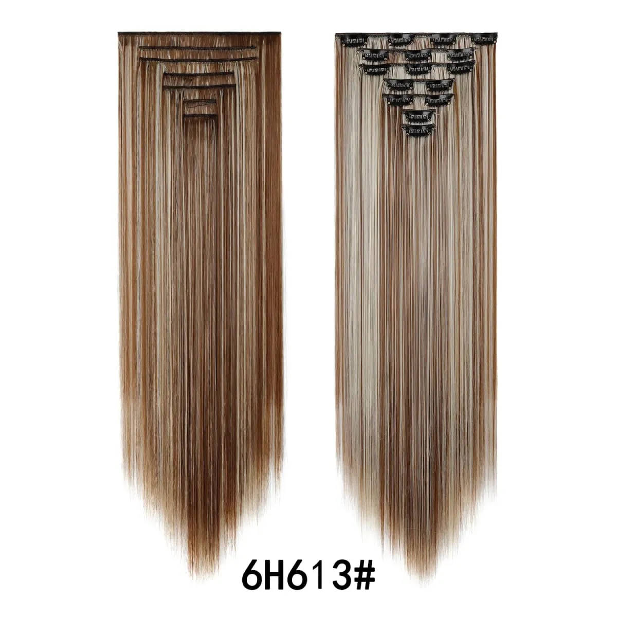 24 Inch Clip-in Hair Extensions 7 Pcs Long Straight Synthetic Hair Extensions Invisible Clip-ins Hairpieces for Women Daily