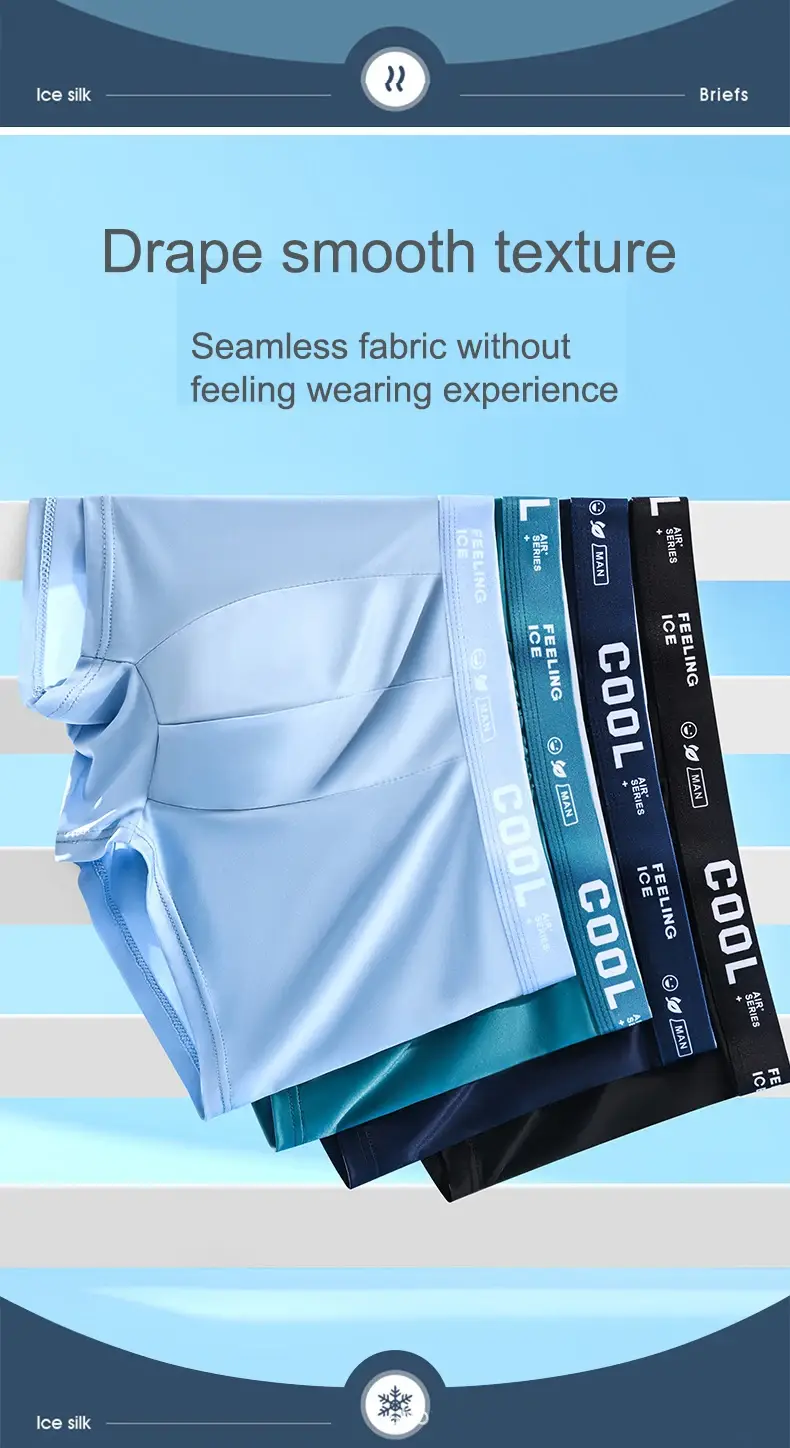 Boxers Ice Silk Man Underwear Graphene Men Underpants Breathable Comfortable Men's Panties Ultrathin Shorts Trunk Plus Size 6XL