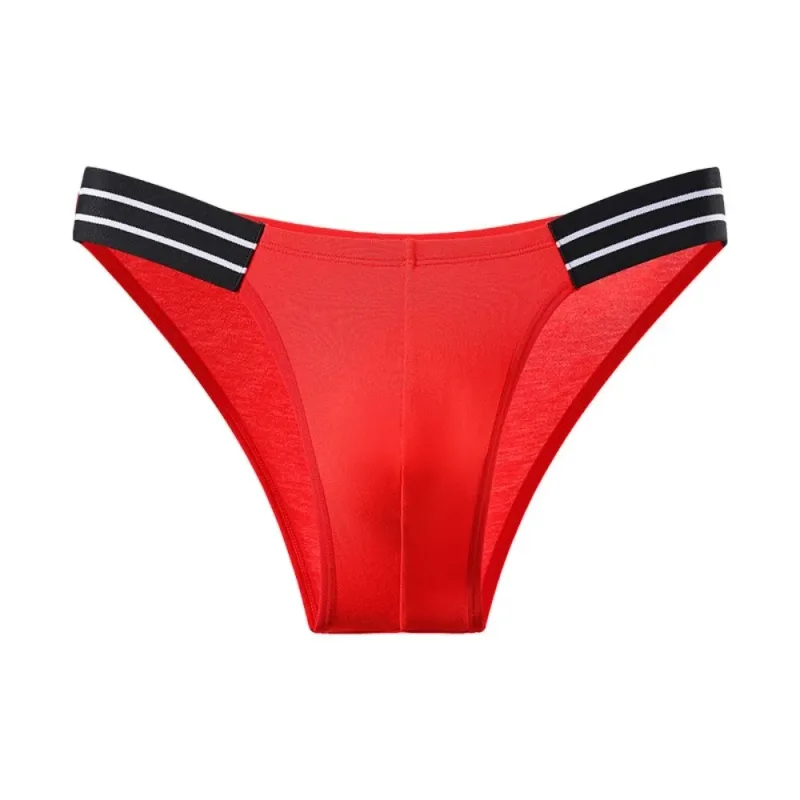 Underpants Lingerie Men's Triangle Panties Stripe Breathable Men Thin Briefs Mid Waist Large Size Underwear for Men Gifts