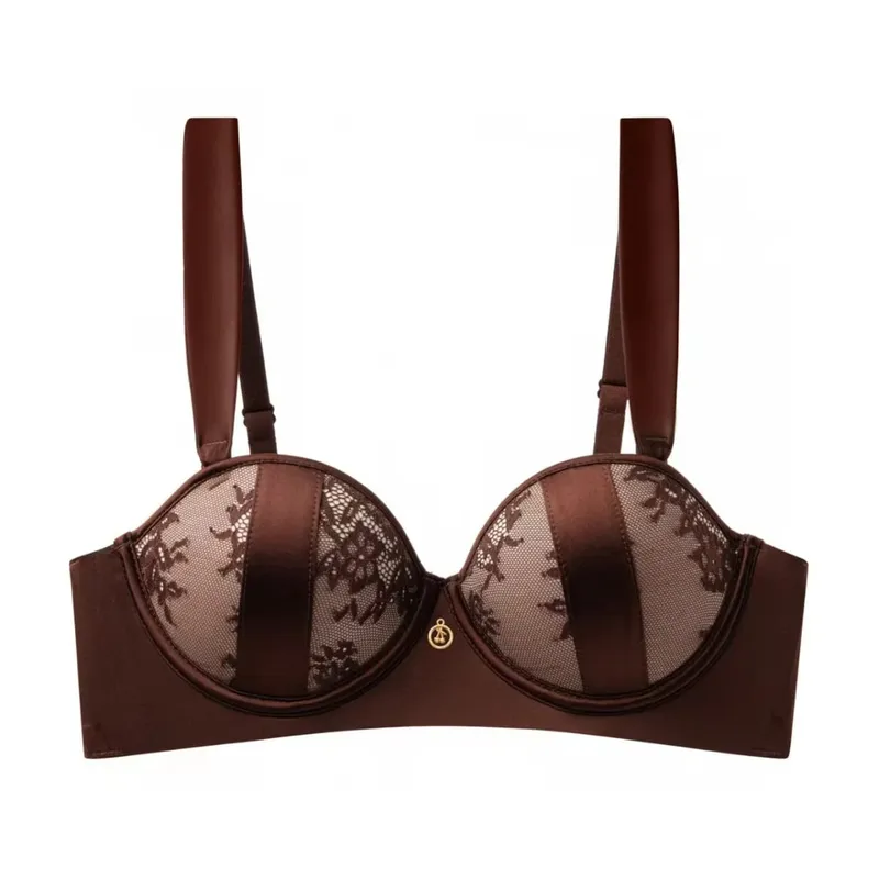Women's Sexy Lace Strapless Push-Up Bra Non-Slip Anti-Sagging Wire-Free Small Breast Gathering Lingerie for Enhanced Curves