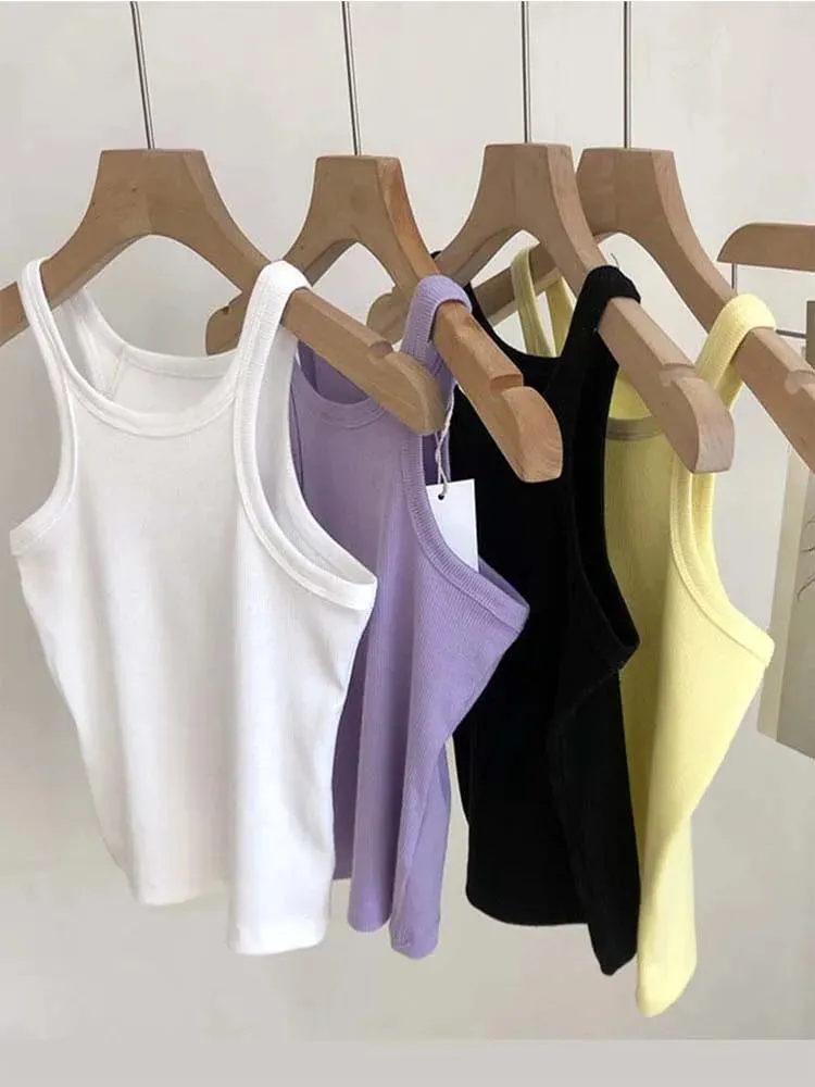 Débardeur court et Sexy pour femmes, Camisole d'été, noir et blanc, vêtements de Sport pour femmes, 2024