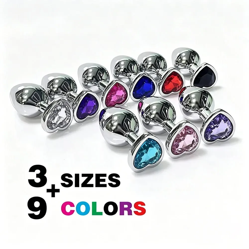 S/M/L Anal Plug Heart Shape Crystal Metal Anal Beads Butt Plug Prostate Massager Adult Gay Products Sex Toy Shop for Female Male