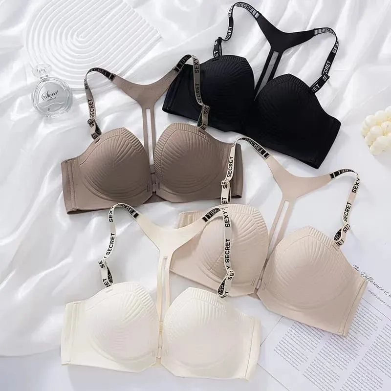 2025 Seamless Backless Front Closure Push up Bra with Y-shaped Letter Straps Anti-Sagging for Women Sexy Lingerie
