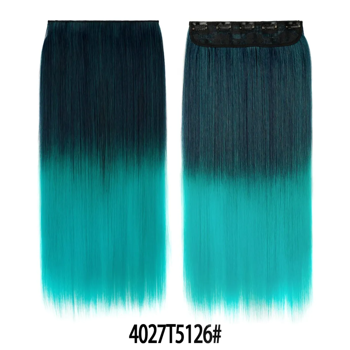 Jeedou Rainbow Hairpieces Clip In Hair Extension One Piece With 5Clips Ombre Color Straight Hair Wig For Girls Halloween Cosplay