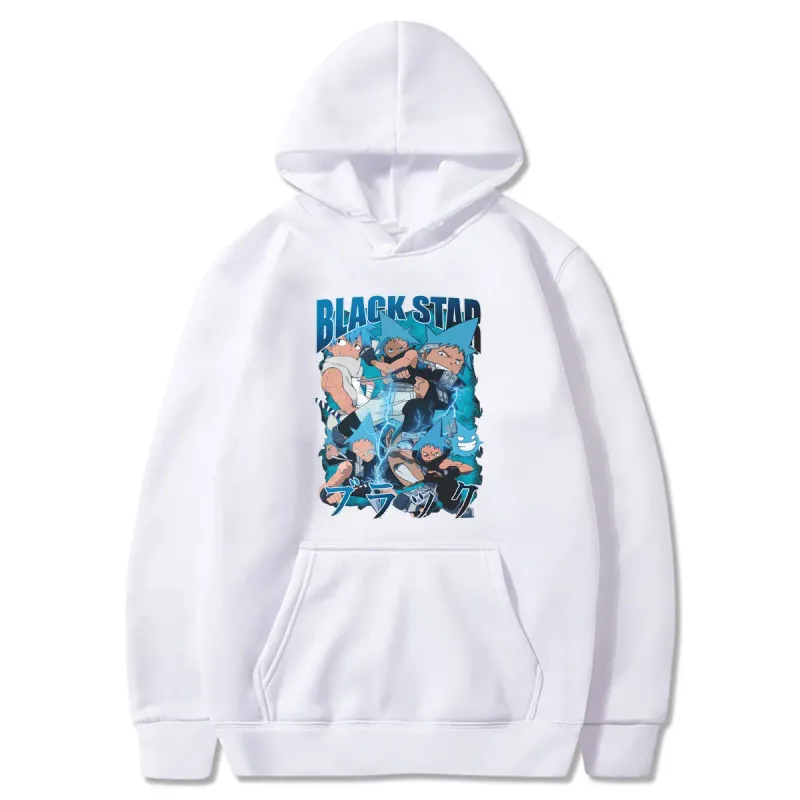 Anime Soul Eater Black Star Graphic Print Men Women Funny Clothes Fashion Oversized Hoodies Winter Casual Long Sleeve Streetwear