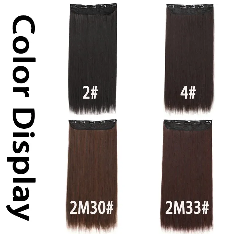 24Inch Synthetic Long Straight Hair Extension One Piece Clip On Hairpiece for Women Increase Hair Volume Daily Party Hairstyle