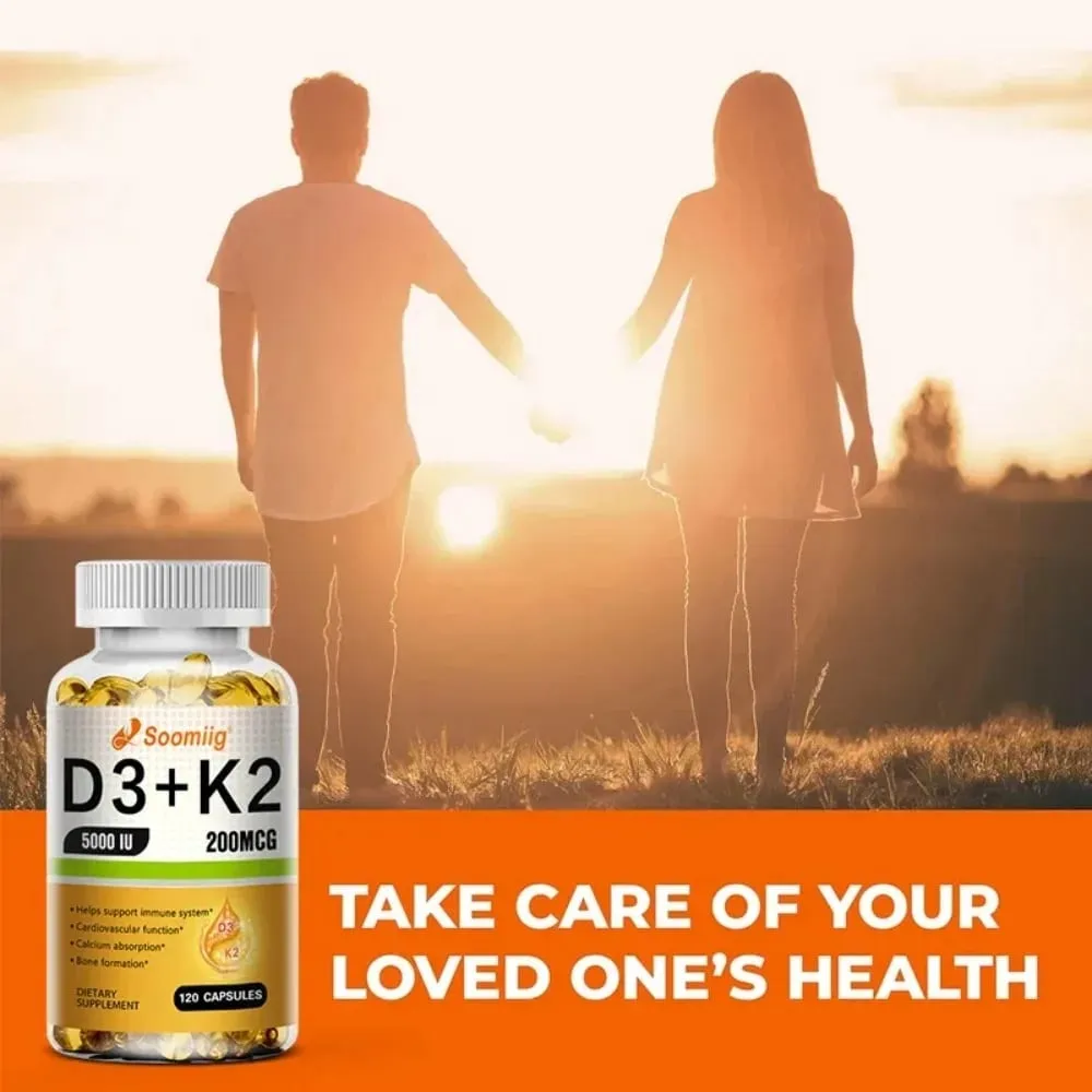 Vitamin D3 K2 - Vitamin D3 5000 Iu & K2 As MK-7 200 Mcg - with Magnesium Zinc Immune & Mood Support for Bone & Teeth Health