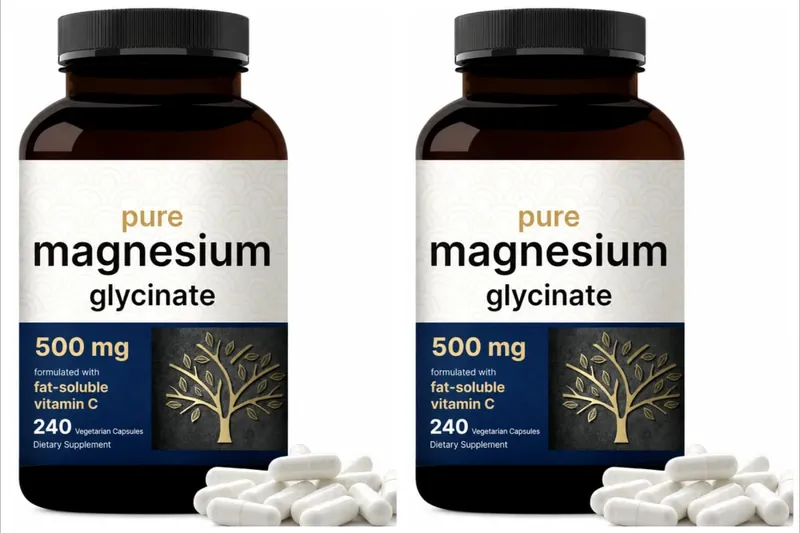 Pure Magnesium Glycinate 500mg Capsules with Vitamin C Supports Relaxation Muscle Nerve Health Bone Support 240 Capsules