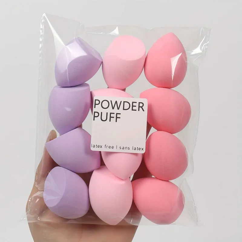 12 pieces latex free hydrophilic polyurethane beauty sponge set multi-color makeup mixing sponge suitable for liquid and cream