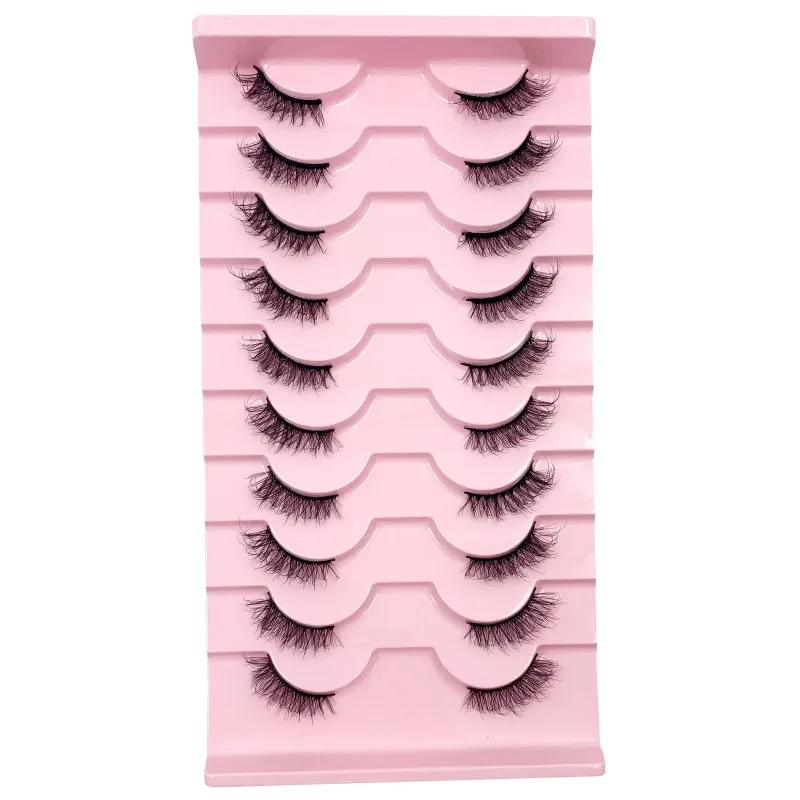 3D Cat Eye Lashes Half Eyelashes 10 Pares Half Lashes Natural Clear Stem False Eyelash Extension Makeup Faux Cils maquiag