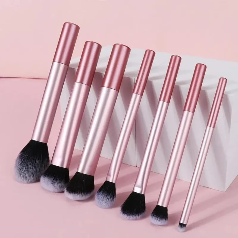 10pcs Pink Makeup Brush Set for Beginners Mini Portable Foundation Eyeshadow Brushes with Crystal Handle Includes Brush Pouch