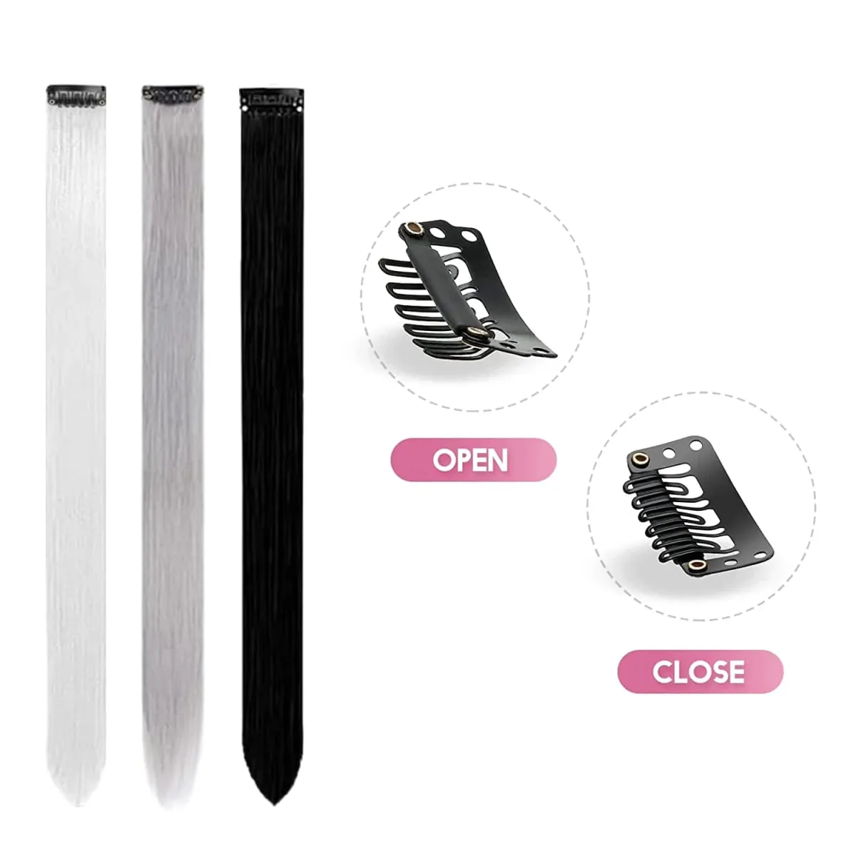8Packs Colored Synthetic Hair Extensions 22 Inch Straight Clip-In on Party Christmas Black Friday K-pop New Year Gift Hair