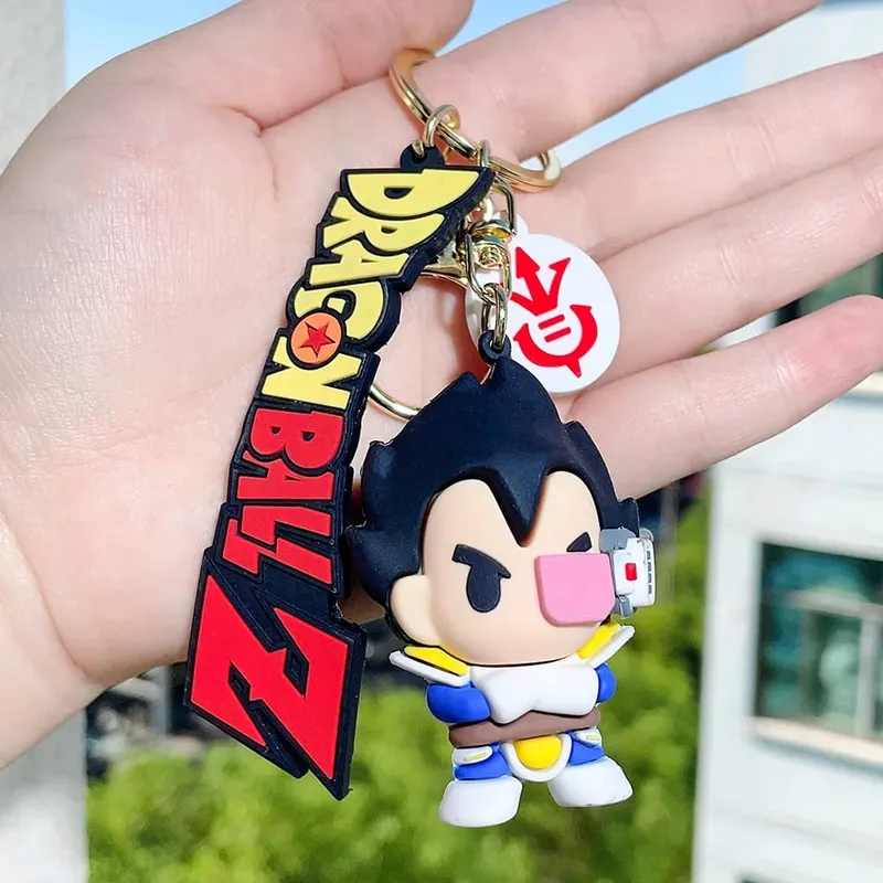 Anime Dragon Ball Keychain PVC Cartoon Cartoon Figure Trunks Son Goku Piccolo Buu Vegeta Figures Key Chain Keyring Bag Decor