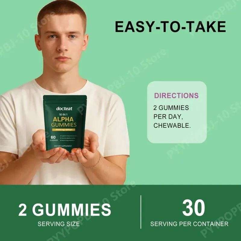 10 in 1 Shilajit Gummies 4000mg with Ashwagandha Root Extract 60 Gummies Energy Support Wellness Supplement for Adults