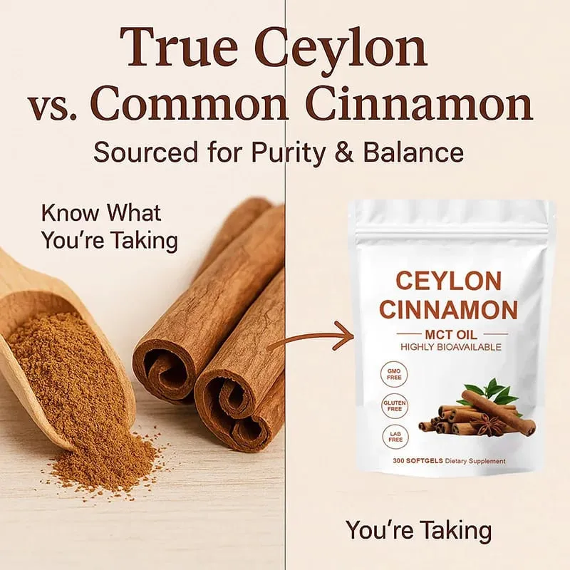 300pcs Ceylon Cinnamon Softgels Pure Ingredients Dietary Supplement for Balanced Nutrition Immune Support Easy Digest