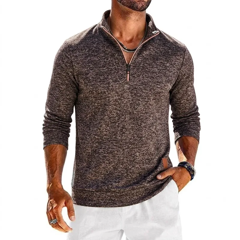 Long Sleeve Quarter Zip Men's Sweatshirt Solid Pullover Man Zip Up Hoodies for Man Casual Mens Coats Male Sweatshirt Poleron Men