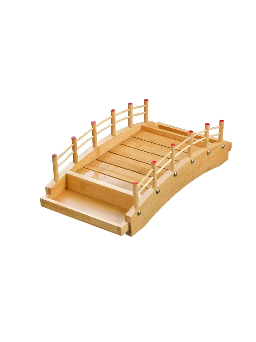 Japanese sushi boat bamboo boat Wooden boat bamboo arch bridge tableware Sashimi platter Dry ice platter sushi plate