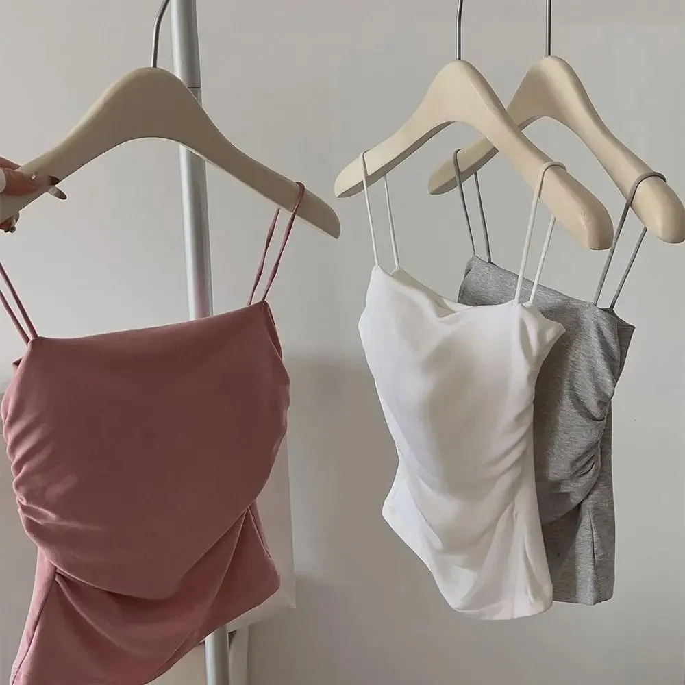 Square Collar Women's Vest with Breast Pads Free Size Beautiful Back Underwear Anti-light Fixed Cup Slim Back Slim Sling Summer