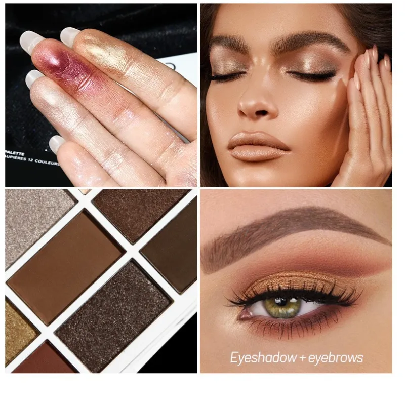 Twelve Color Cement Plate Eye Shadow Matte Powder Shimmer Glitter Natural Nude Earth Color Pearlescent Matte Delicate Parity